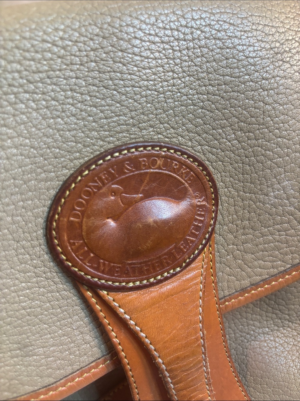 Dooney & Bourke Taupe Leather Shoulder Bag with Tan Trim - Picture 2 of 4